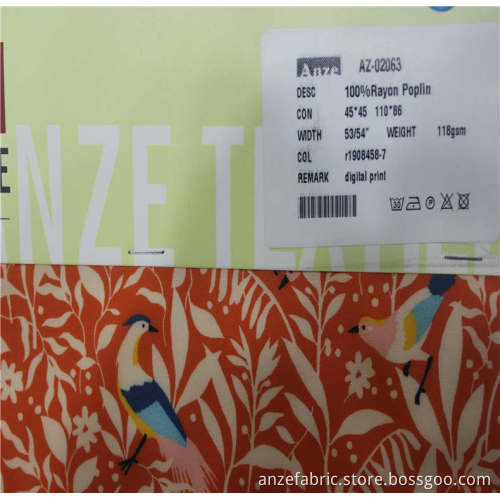 digital printed 100%rayon poplin printed fabric for clothing
